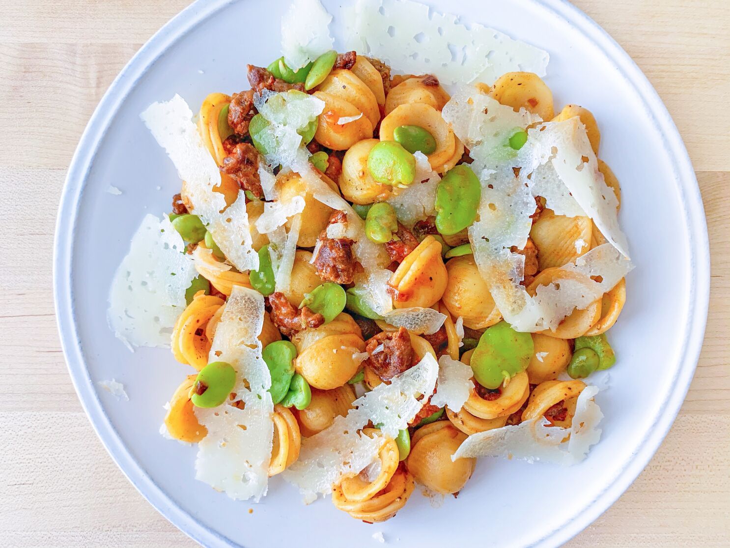 Fresh Fava and Merguez Orecchiette With Manchego Recipe - Los Angeles Times