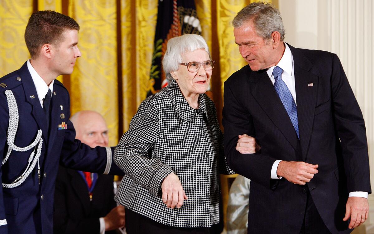 Harper Lee in 2007 with President George W. Bush at the White House, where she received the Presidential Medal of Freedom.