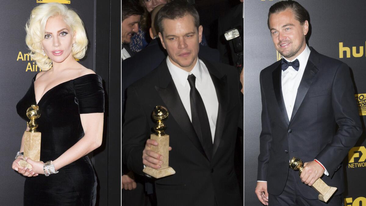 Lady Gaga, Matt Damon and Leonardo DiCaprio were among the Golden Globe winners headed into the Fox / FX after party on Sunday night.