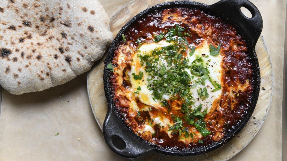 The classic shakshuka plate at Hasiba.