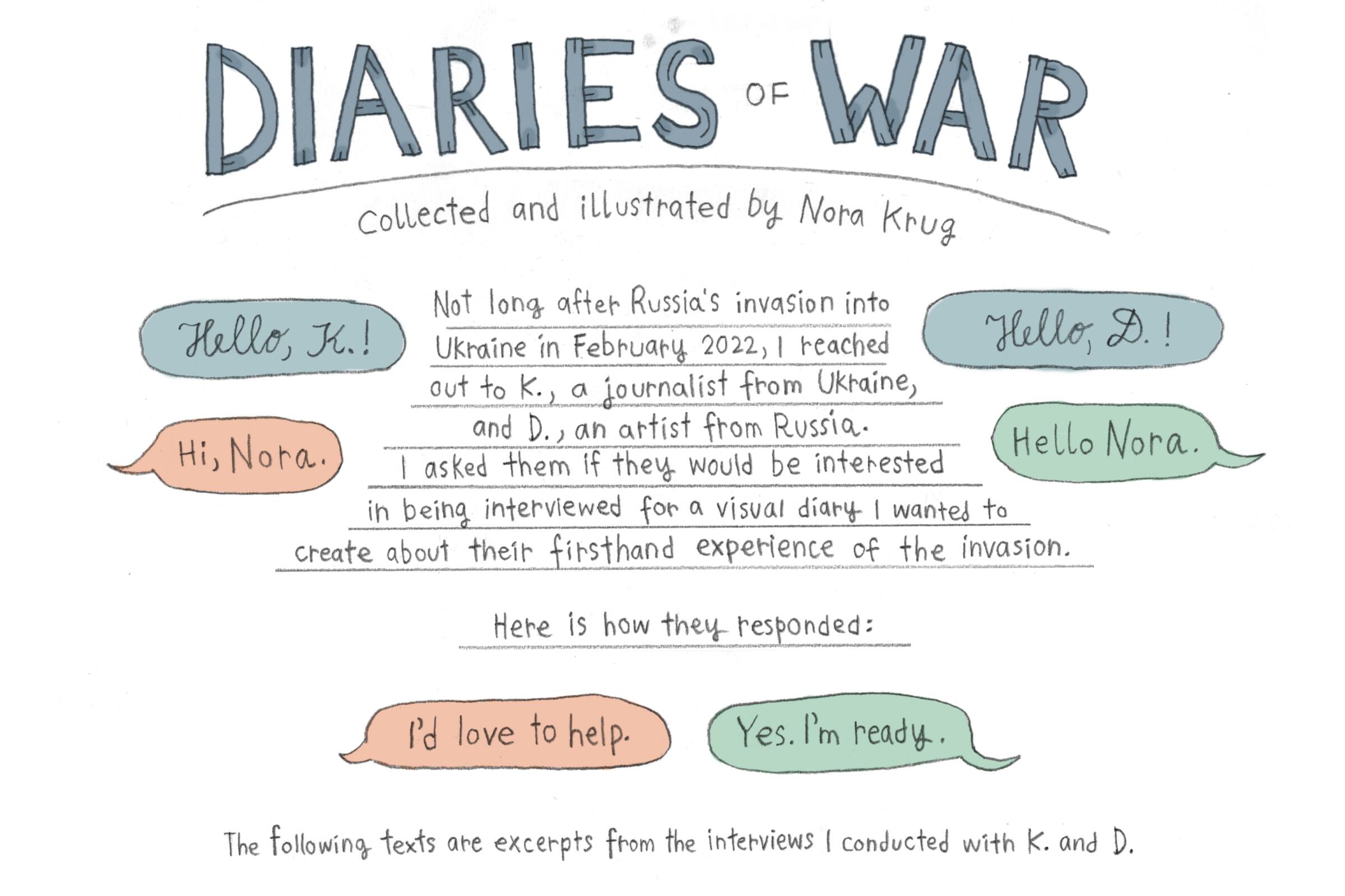 Diaries of War title image introducing the series.