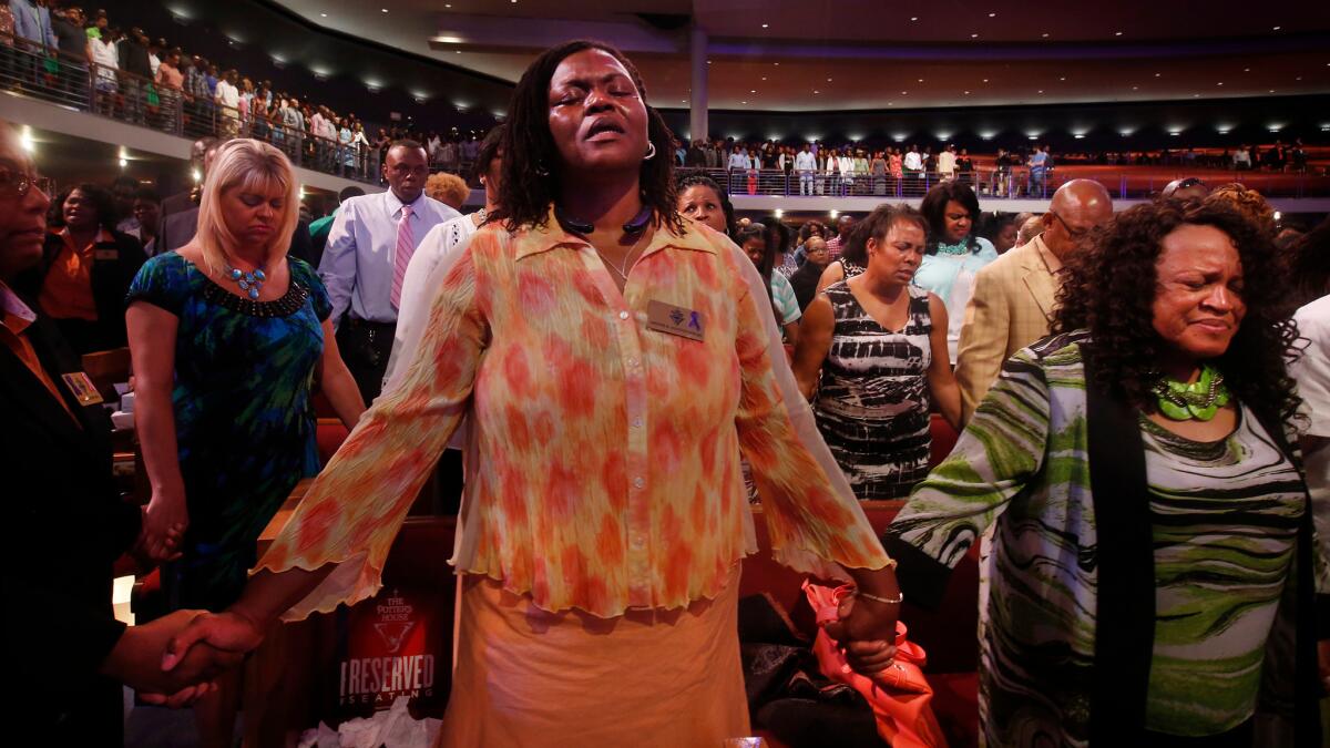 Worshipers at the Potter's House church in Dallas.