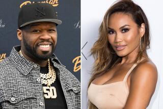 A collage showing rapper 50 Cent and model Daphne Joy 