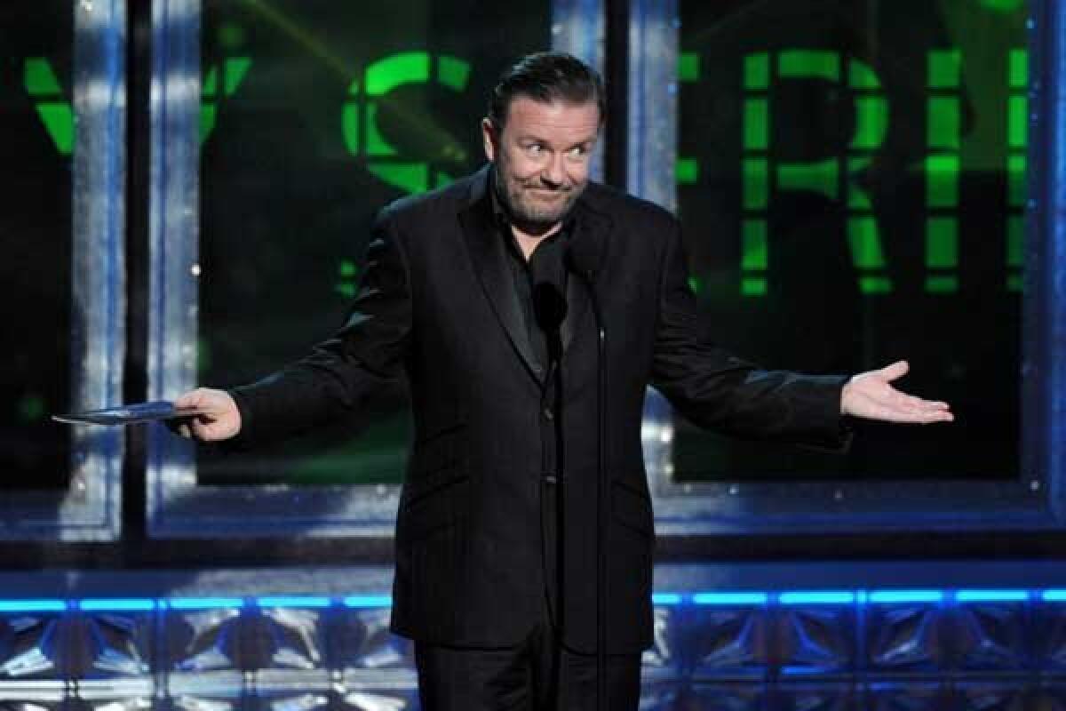 Ricky Gervais will be a guest on "The View" at 10 a.m. on ABC.
