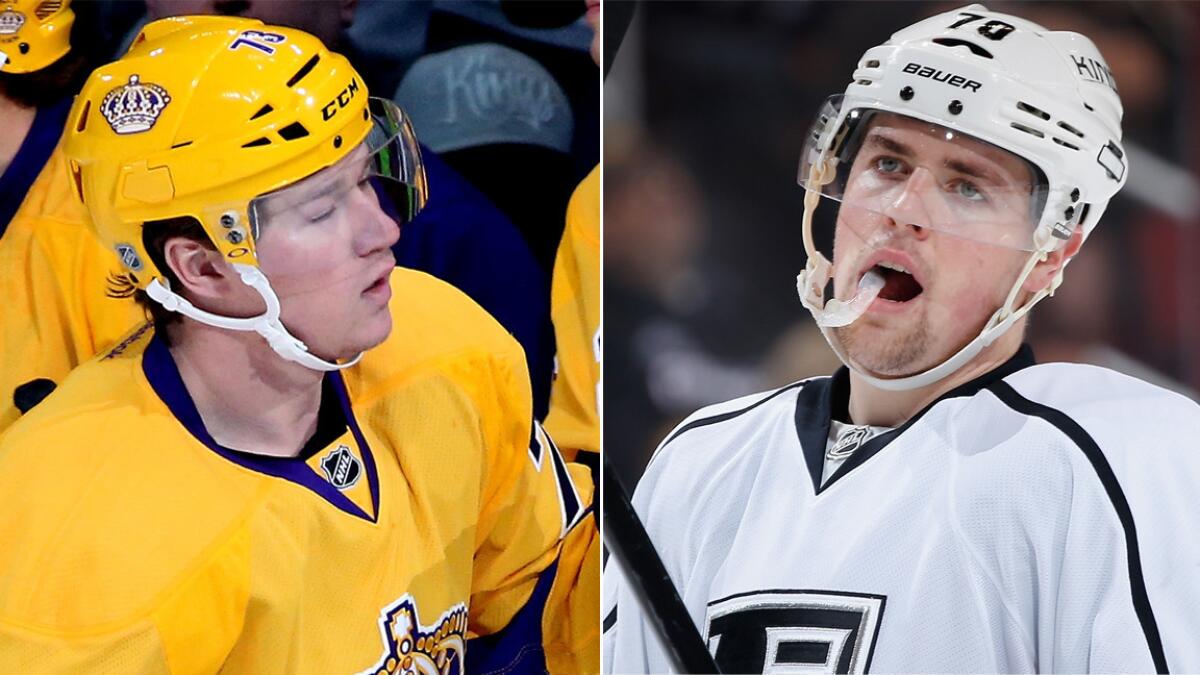 Kings forwards Tyler Toffoli, left, and Tanner Pearson played strong supporting roles in the Kings' 2014 Stanley Cup championship.