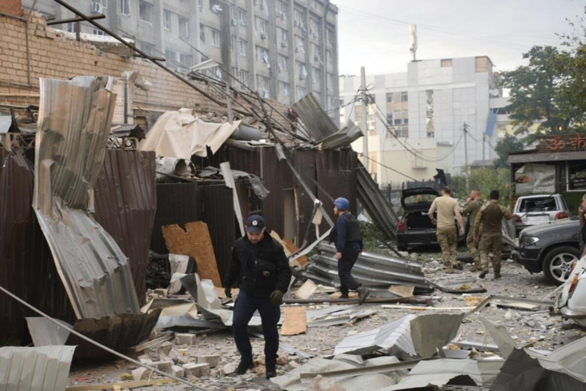 Restaurant destroyed by Russian missile attack in Kramatorsk, Ukraine