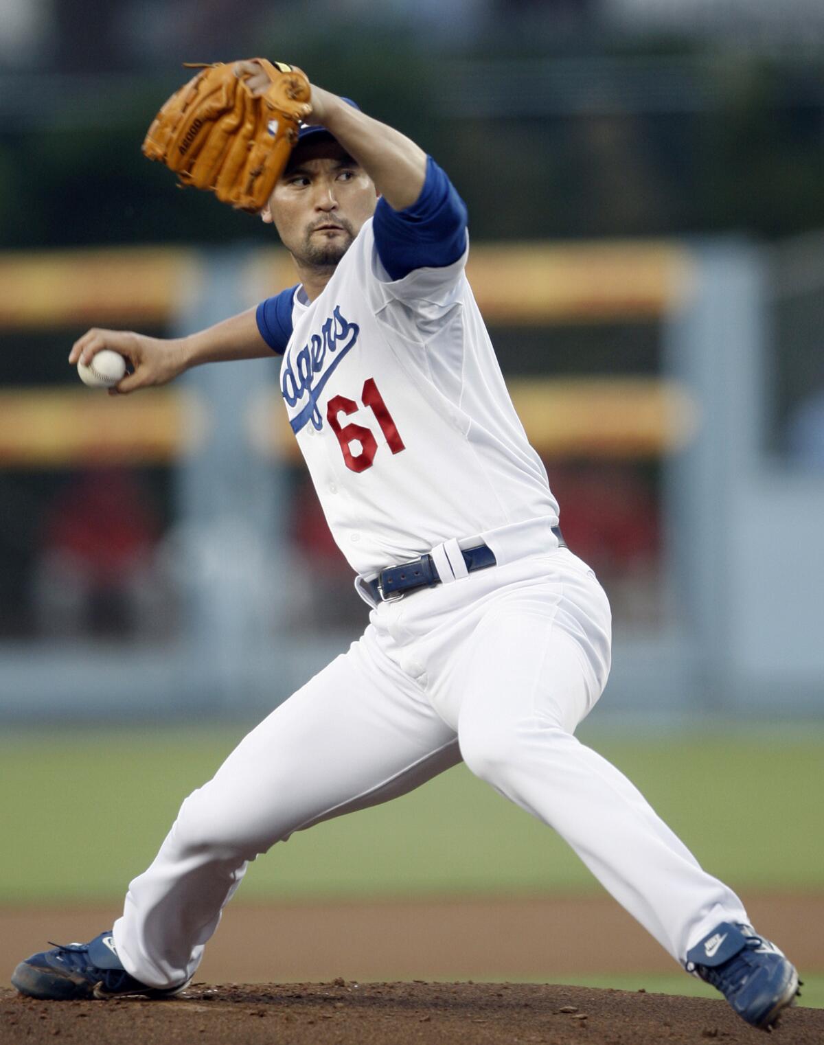 Chan Ho Park, pitching for the Dodgers during a 2008 game, was the first South Korean-born player in MLB.
