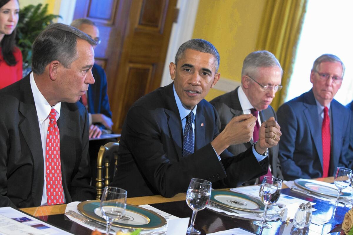 President Obama meets with congressional leaders at the White House on Nov. 7.