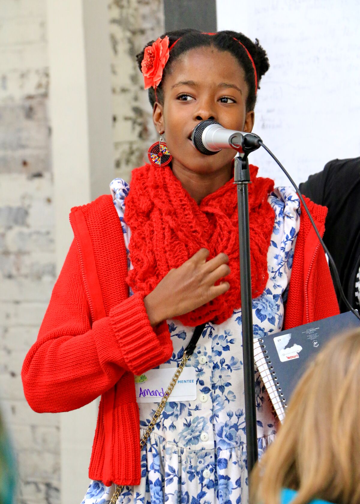 Amanda Gorman reading at a WriteGirl workshop in 2015.