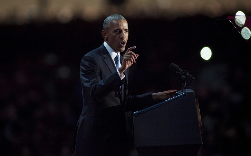 President Obama delivers his farewell speech Tuesday in Chicago.