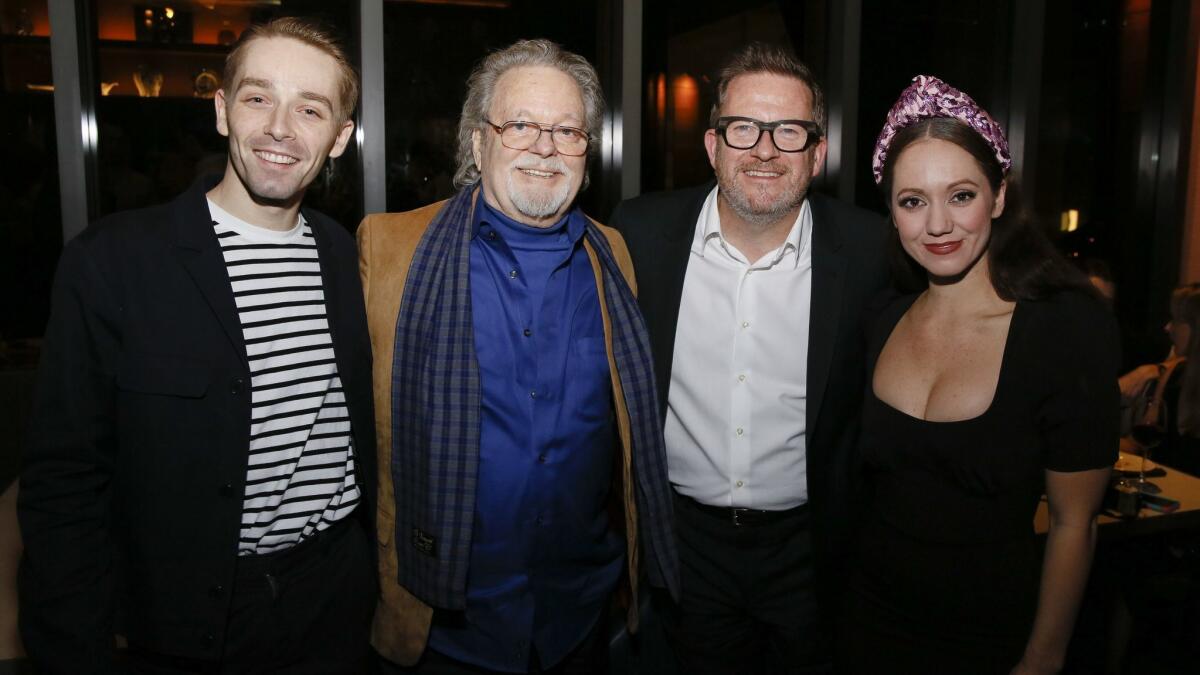 From left, company member Liam Mower, actor Russ Tamblyn, director-choreographer Matthew Bourne and company member Ashley Shaw at the party for the opening night performance of Bourne's "Cinderella."