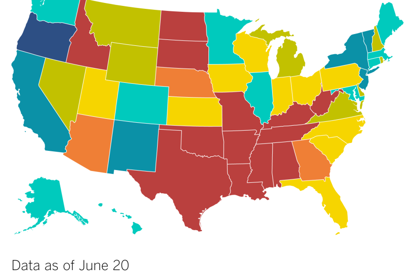 Map showing abortion restrictions a year after Roe vs. Wade was overturned