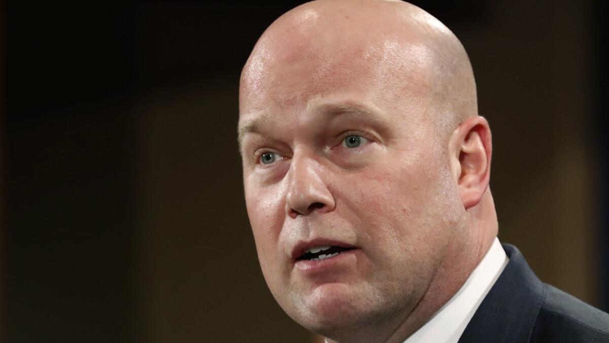 Acting Atty. Gen. Matt Whitaker will appear Friday morning before the House Judiciary Committee.