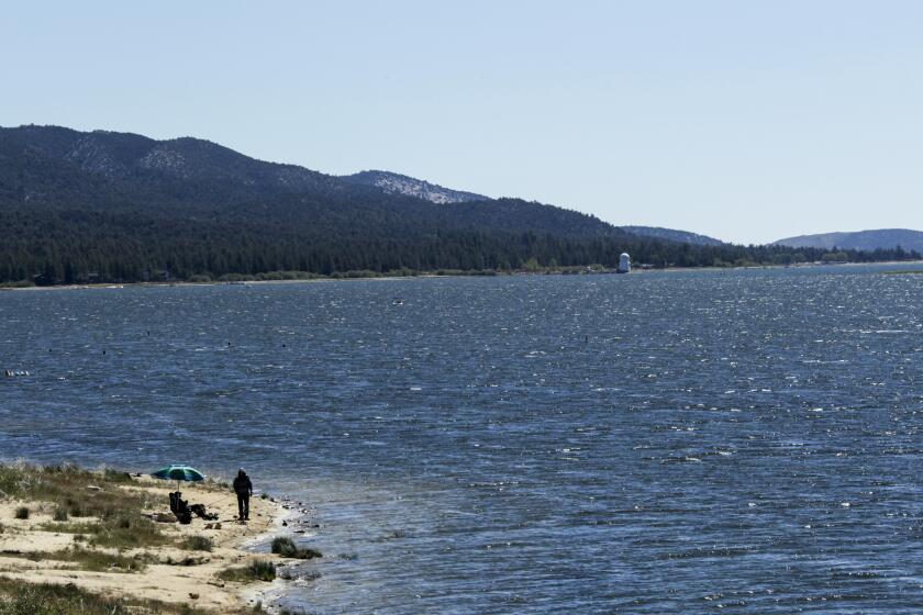 BIG BEAR CA MAY 25, 2017 --- Fishermen along Big Bear Lake. (Irfan Khan / Los Angeles Times)