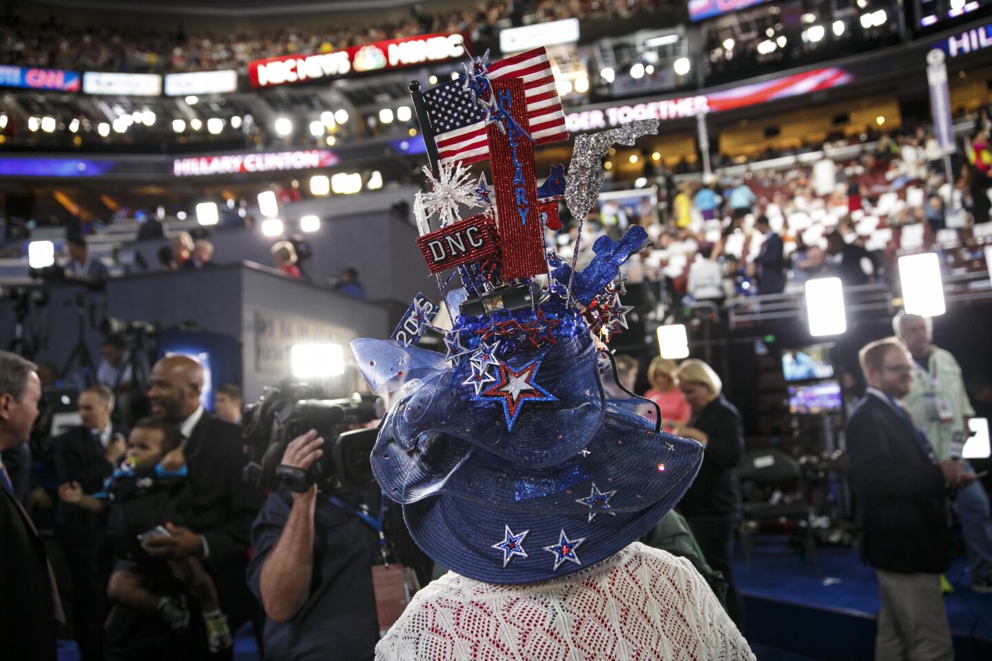 Political fashion styles on the floor of the 2016 Democratic National Convention in Philadelphia.