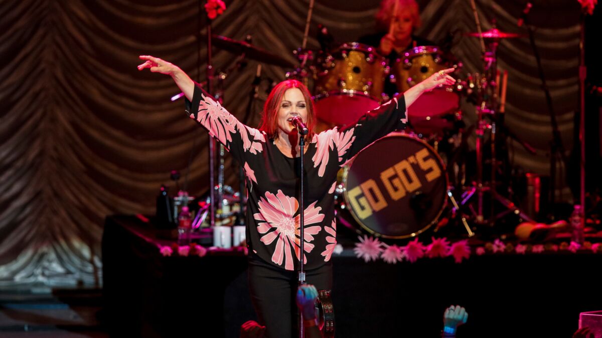 Belinda Carlisle of the Go-Go's performs Tuesday night at the Greek Theatre.