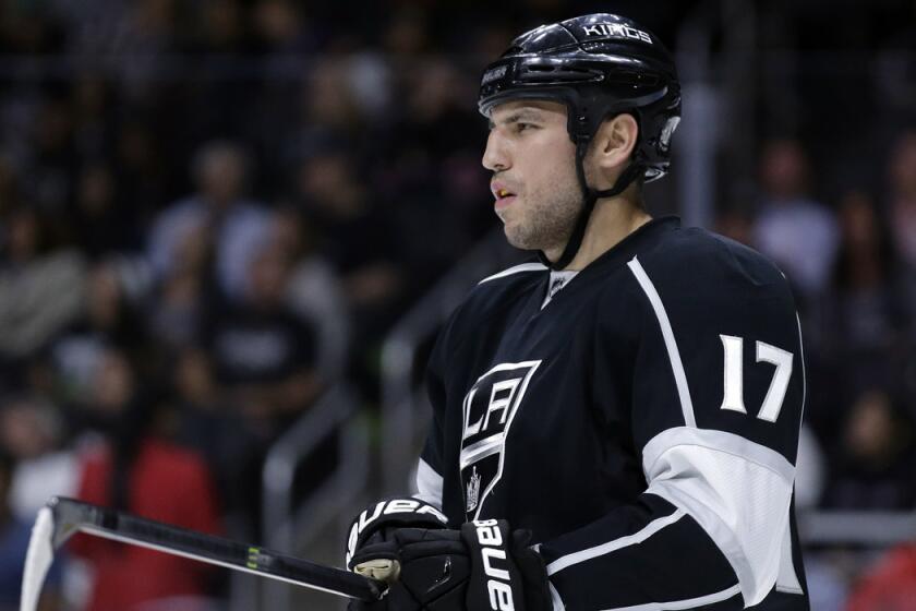 Los Angeles Kings left wing Milan Lucic plays during a preseason game against the Arizona Coyotes on Sept. 22.