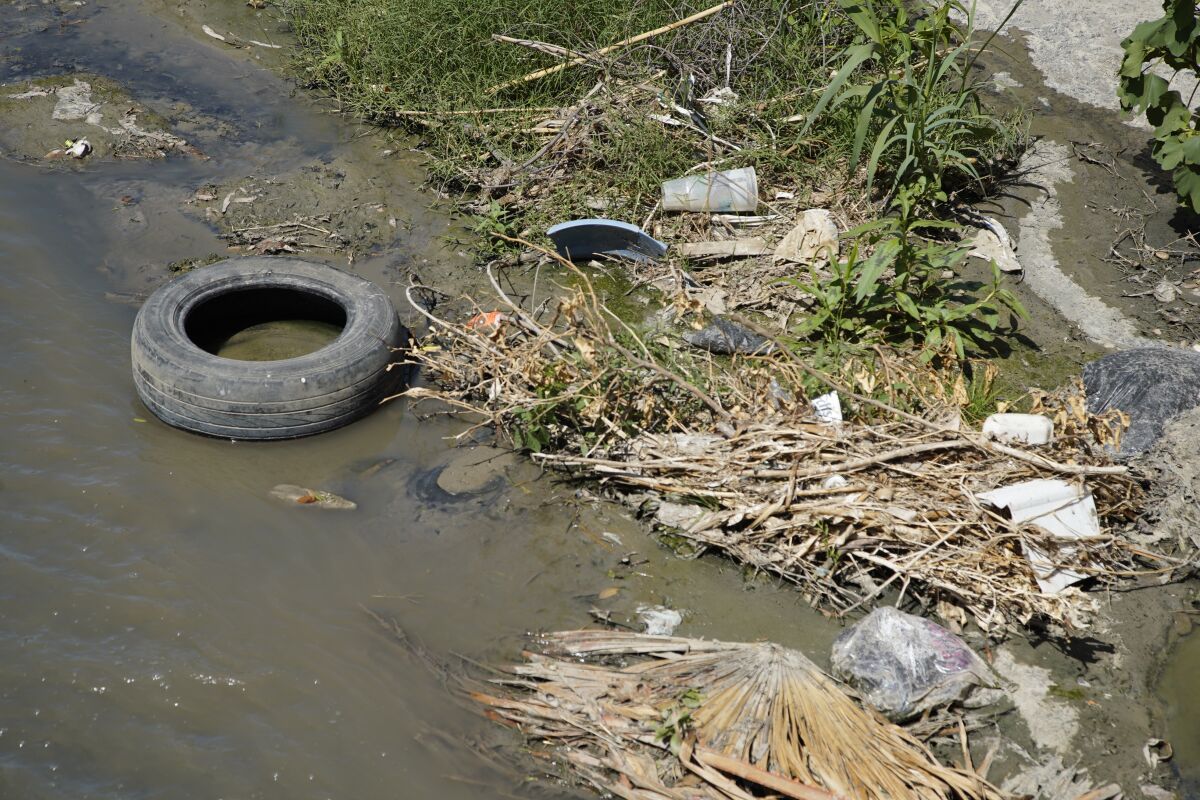 In Colonia Chula Vista sewage water and trash flow in the storm drain on June 30th, 2020 in Tijuana. 