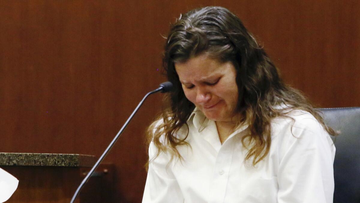 Brooke Crews, who was convicted of killing her pregnant neighbor and cutting the baby from her womb, testifies in a Fargo, N.D., courtroom on Sept. 25, 2018, in her boyfriend William Hoehn's trial for conspiracy in the death of Savanna LaFontaine-Greywind.