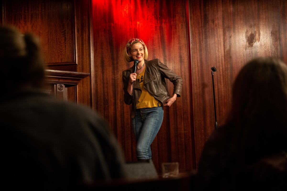 Comedian Erica Rhodes performing at The Comedy and Magic Club in Hermosa Beach.