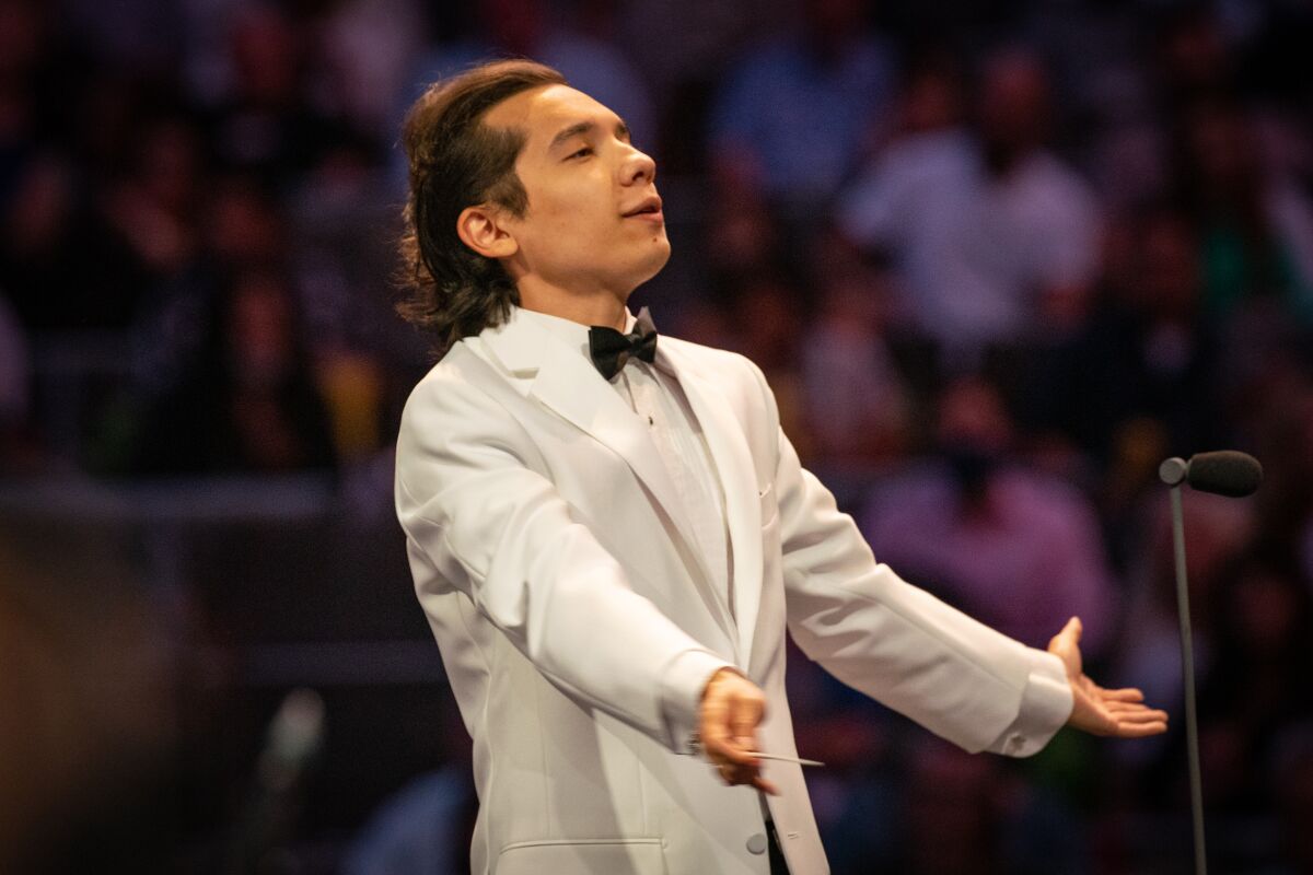 Enluis Montes Olivar, in his Hollywood Bowl debut, conducting the L.A. Phil in July 22.