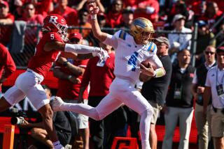 UCLA quarterback Ethan Garbers runs for a touchdown against Rutgers at SHI Stadium Saturday 