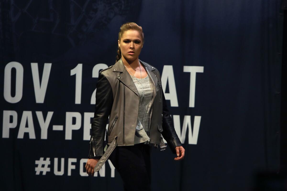 Ronda Rousey fights for the first time in over a year on Friday. (Michael Reaves / Getty Images)