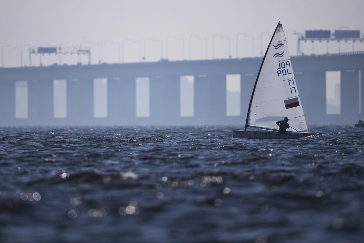 Poland's Piotr Kula competes in Guanabara Bay during test events for the Rio de Janeiro Olympics on Aug. 3, 2014.