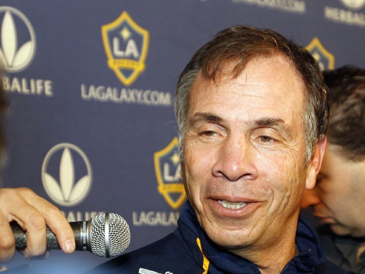 Galaxy Coach Bruce Arena meets with reporters in Carson.