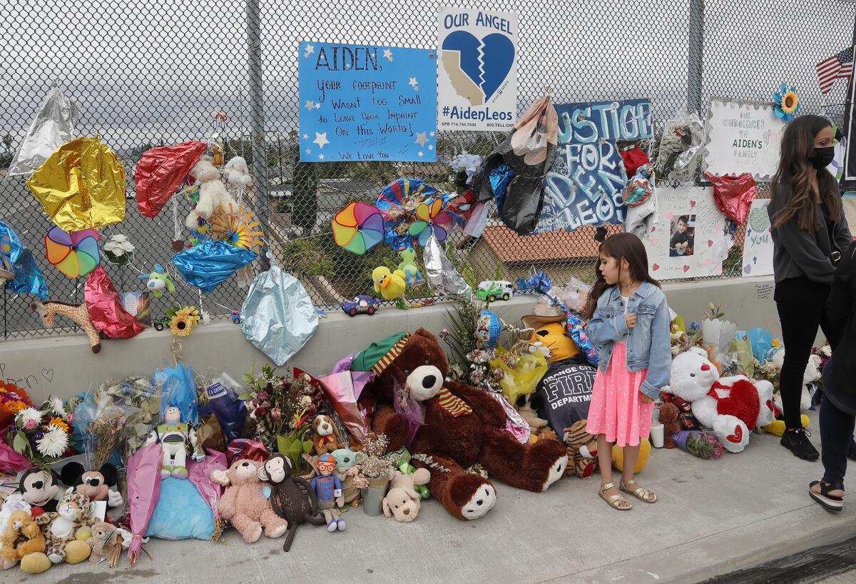 A memorial shrine in honor of Aiden Leos has grown to hundreds of stuffed animals.