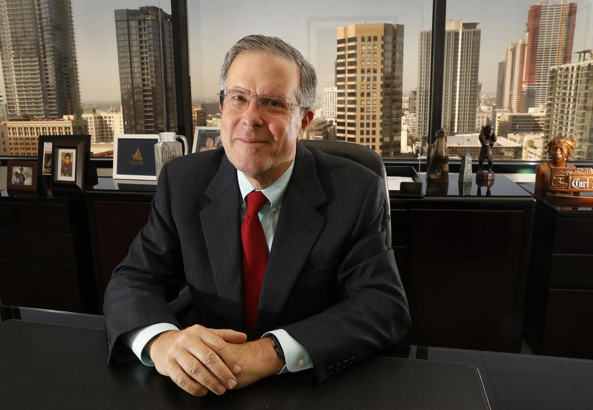 Attorney Carl Shusterman in his Los Angeles office.