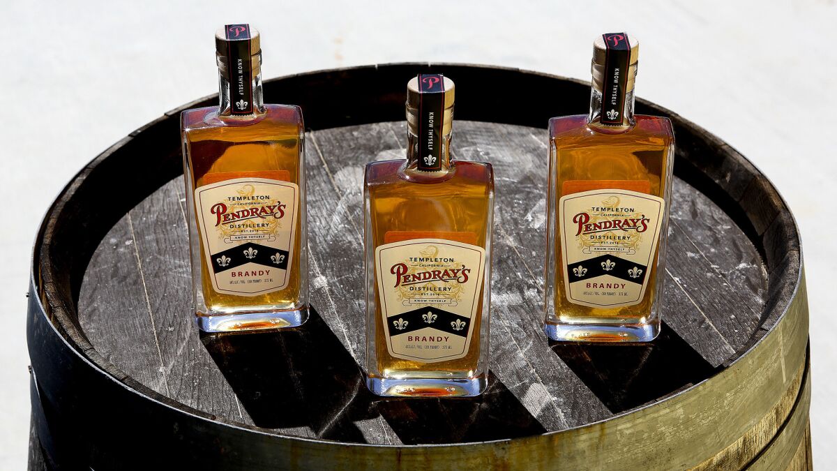 80 proof brandy made from grapes is produced at Pendray's Distillery in Templeton on August 14, 2015.