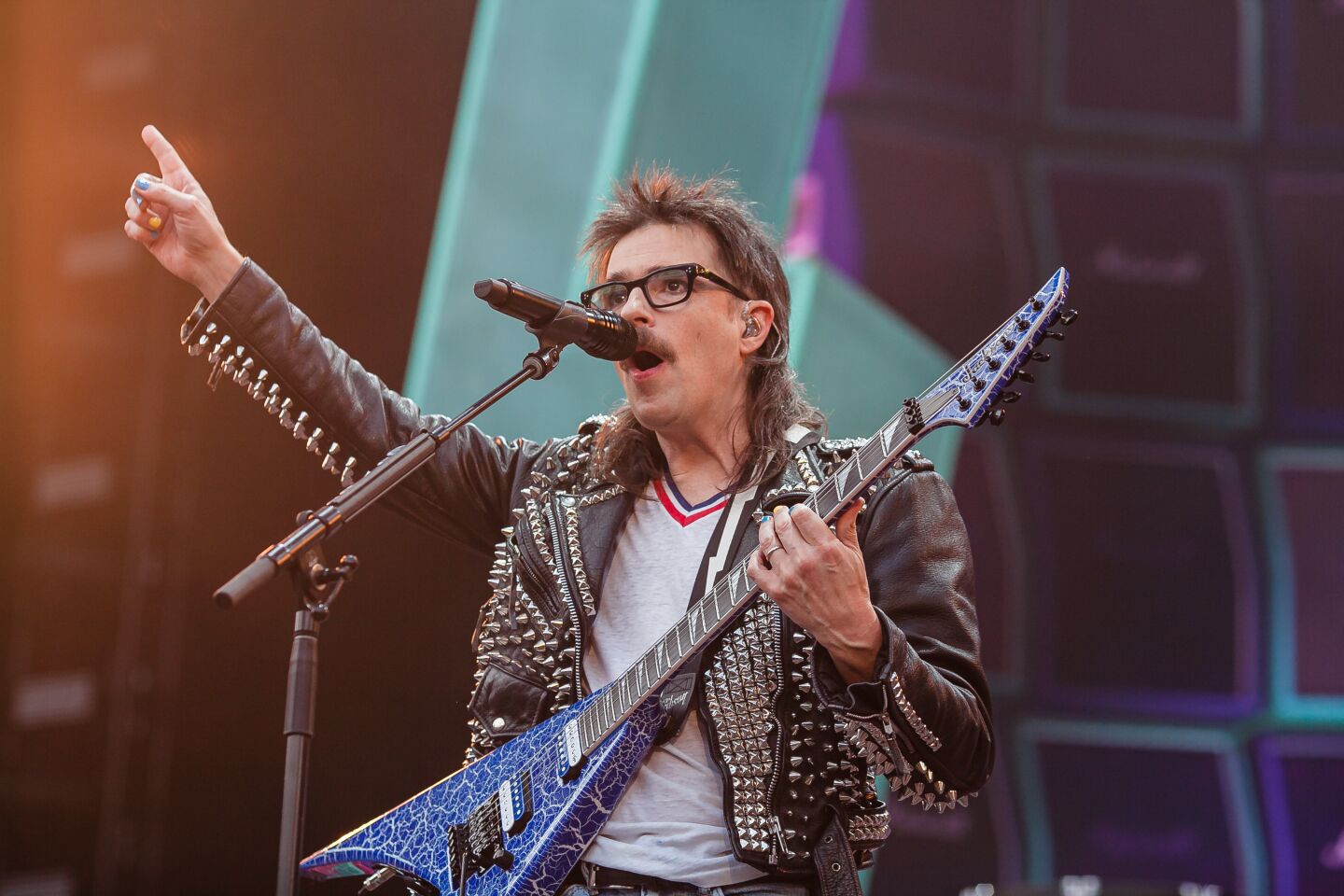 Singer Rivers Cuomo from Weezer at Petco Park during the Hella Mega Tour in downtown San Diego on August 29, 2021.
