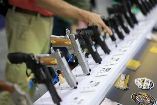 ATLANTA, GEORGIA - APRIL 26: Handguns on display at the Rock Island Armory booth at the 2025 NRA Annual Meetings & Exhibits held in the Georgia World Congress Center on April 26, 2025 in Atlanta, Georgia. The 154th NRA Annual Meetings & Exhibits is held from April 24-27, 2025, and features over 14 acres of the latest guns and gear, seminars, workshops, and special events. (Photo by Joe Raedle/Getty Images)