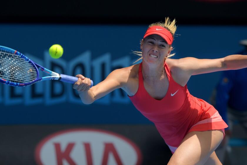 Maria Sharapova defeated Peng Shuai, 6-3, 6-0, on Sunday to advance to the Australian Open quarterfinals.