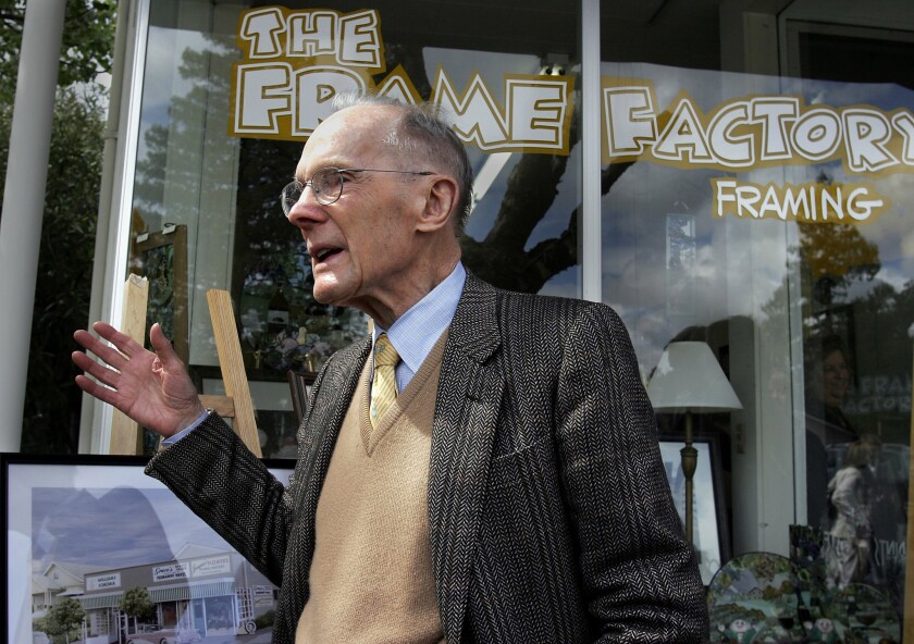 Chuck Williams stands in front of his original store location in Sonoma during a reception celebrating the company's 50th anniversary in 2007. Williams, who founded the Williams-Sonoma empire and ushered in an era of aspirational culinary retailing, died Saturday.