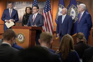 Speaker of the House Mike Johnson, R-La., speaks during a news conference on Capitol Hill Wednesday, April 10, 2024, in Washington. Pictured from left are Rep. Blake Moore, R-Utah, Rep. Maria Salazar, R-Fla., Majority Leader Steve Scalise, R-La. and House Majority Whip Tom Emmer, R-Minn. (AP Photo/Mariam Zuhaib)