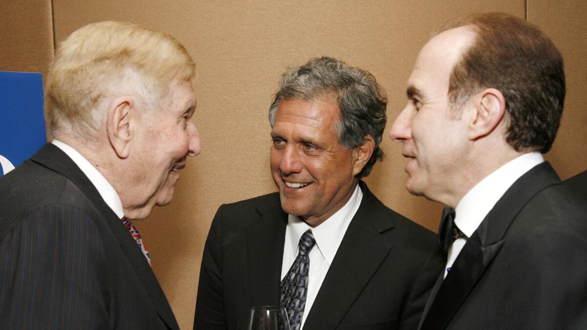 Sumner Redstone, from left, Les Moonves and Philippe Dauman at a 2007 event, the year after CBS and Viacom split.