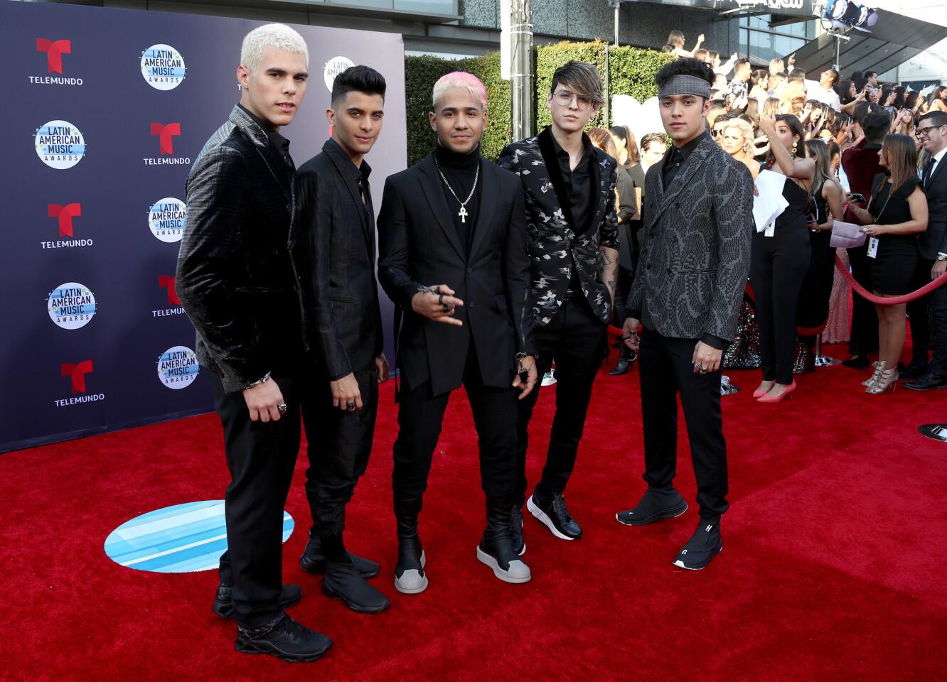 HOLLYWOOD, CA - OCTOBER 25: (L-R) Zabdiel de Jesus, Erick Brian Colon, Richard Camacho, Christopher Velez, and Joel Pimentel of CNCO attend the 2018 Latin American Music Awards at Dolby Theatre on October 25, 2018 in Hollywood, California.