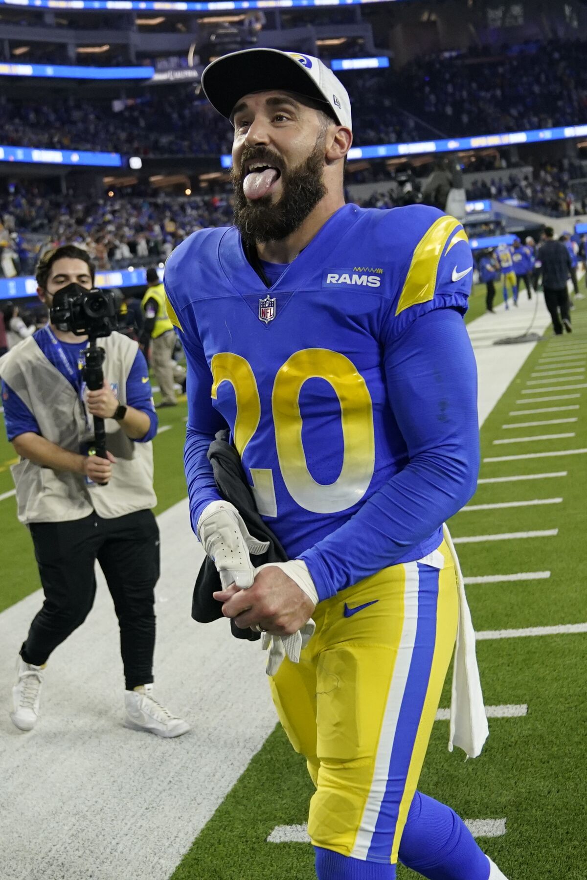 Los Angeles Rams' Eric Weddle reacts after NFC Championship Game victory over San Francisco last month.