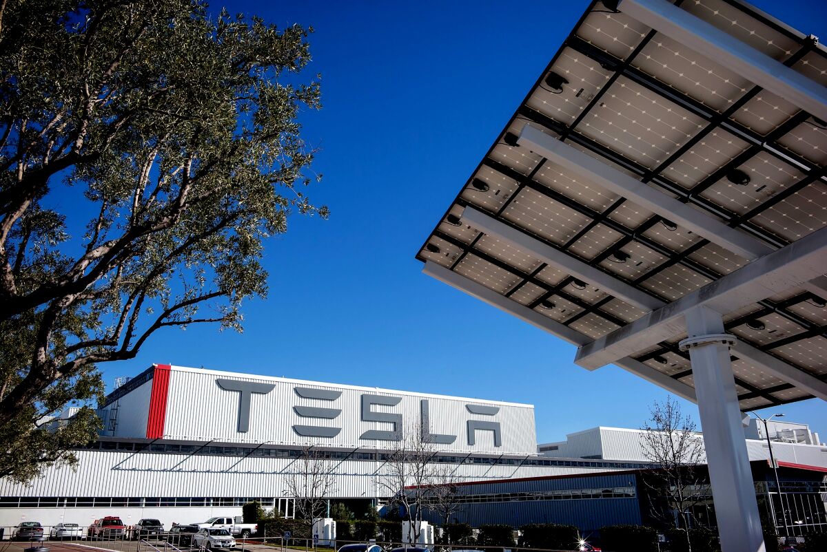Tesla's car factory in Fremont. 
