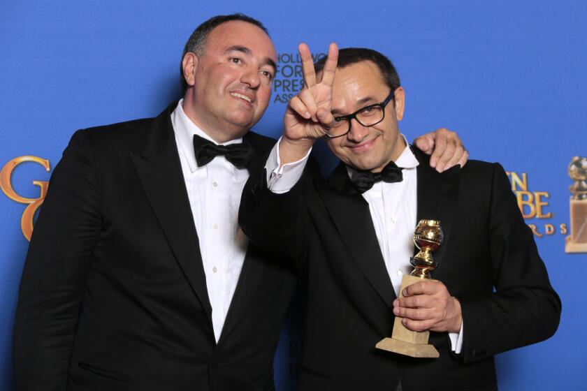 Alexander Rodnyansky and Andrey Zvyagintsev, producer and director of the Russian movie "Leviathan," took home the foreign language film award Sunday at the Golden Globes in Beverly Hills.