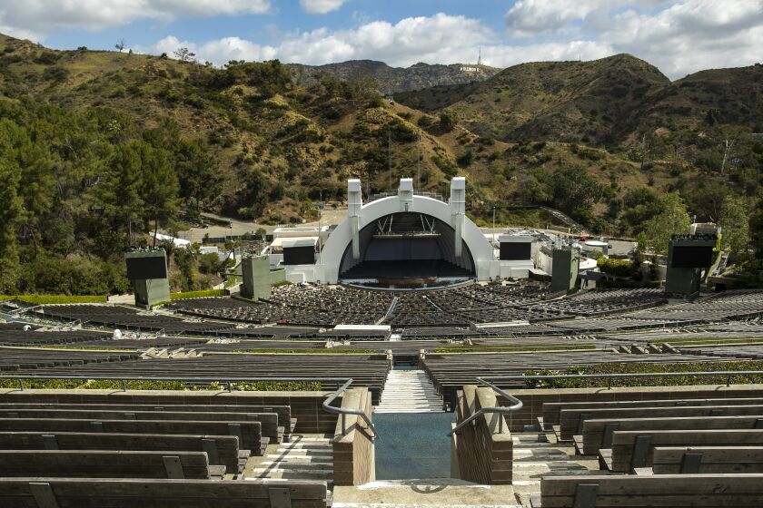 HOLLYWOOD, CA-APRIL 20, 2022: Overall, shows the amphitheater and "shell" at the Hollywood Bowl in Hollywood. (Mel Melcon / Los Angeles Times)