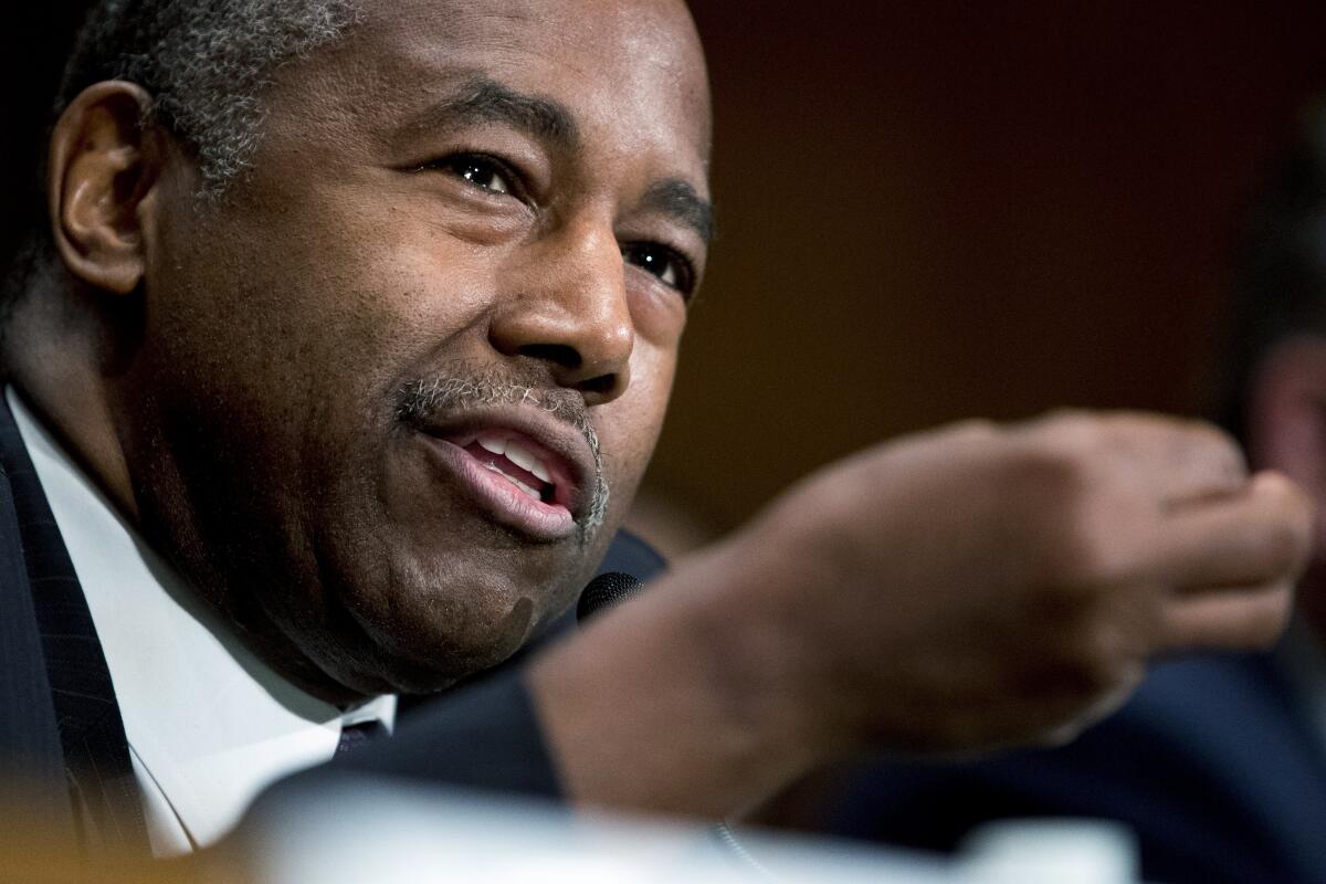 Housing and Urban Development Secretary Ben Carson speaks in Washington, D.C., on Sept. 10. The Trump administration took steps Tuesday to roll back an Obama-era rule on housing desegregation.