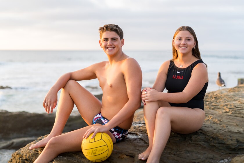 Twins Max and Ari Stone play water polo at rival high schools — Max at The Bishop's School and Ari at La Jolla High.