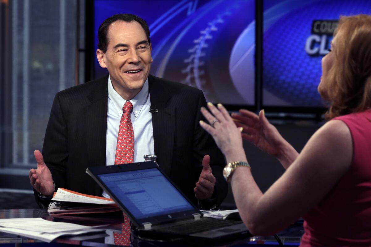 TiVo CEO Tom Rogers is interviewed by Lz Claman during her "Countdown to the Closing Bell" program, on the Fox Business Network, in New York on March 5.