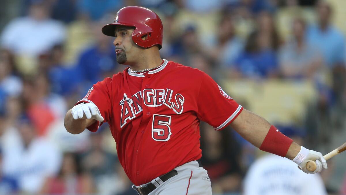 Angels first baseman Albert Pujols against the Dodgers on Aug. 4.