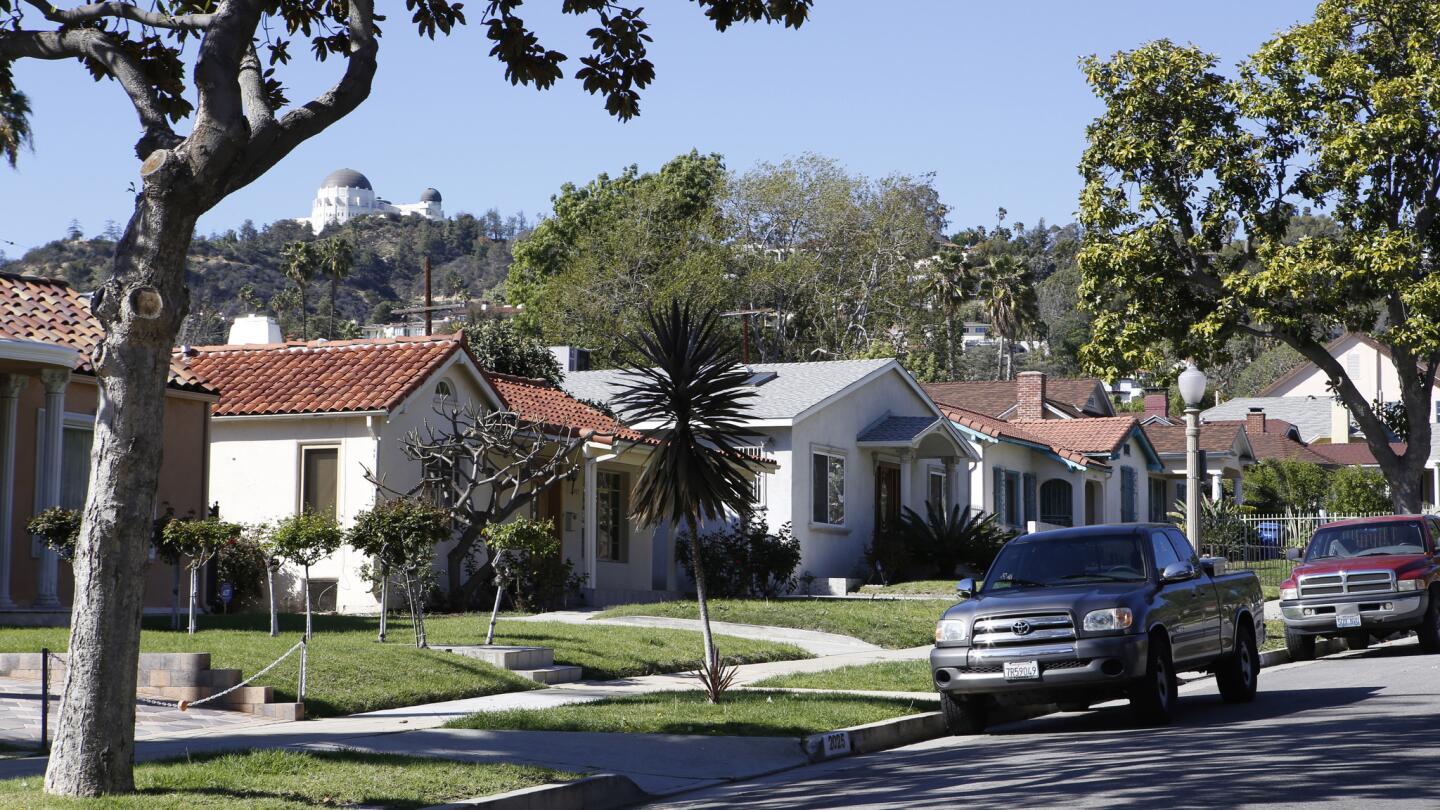 The Griffith Park Observatory overlooks homes in the flats on New Hampshire Avenue.