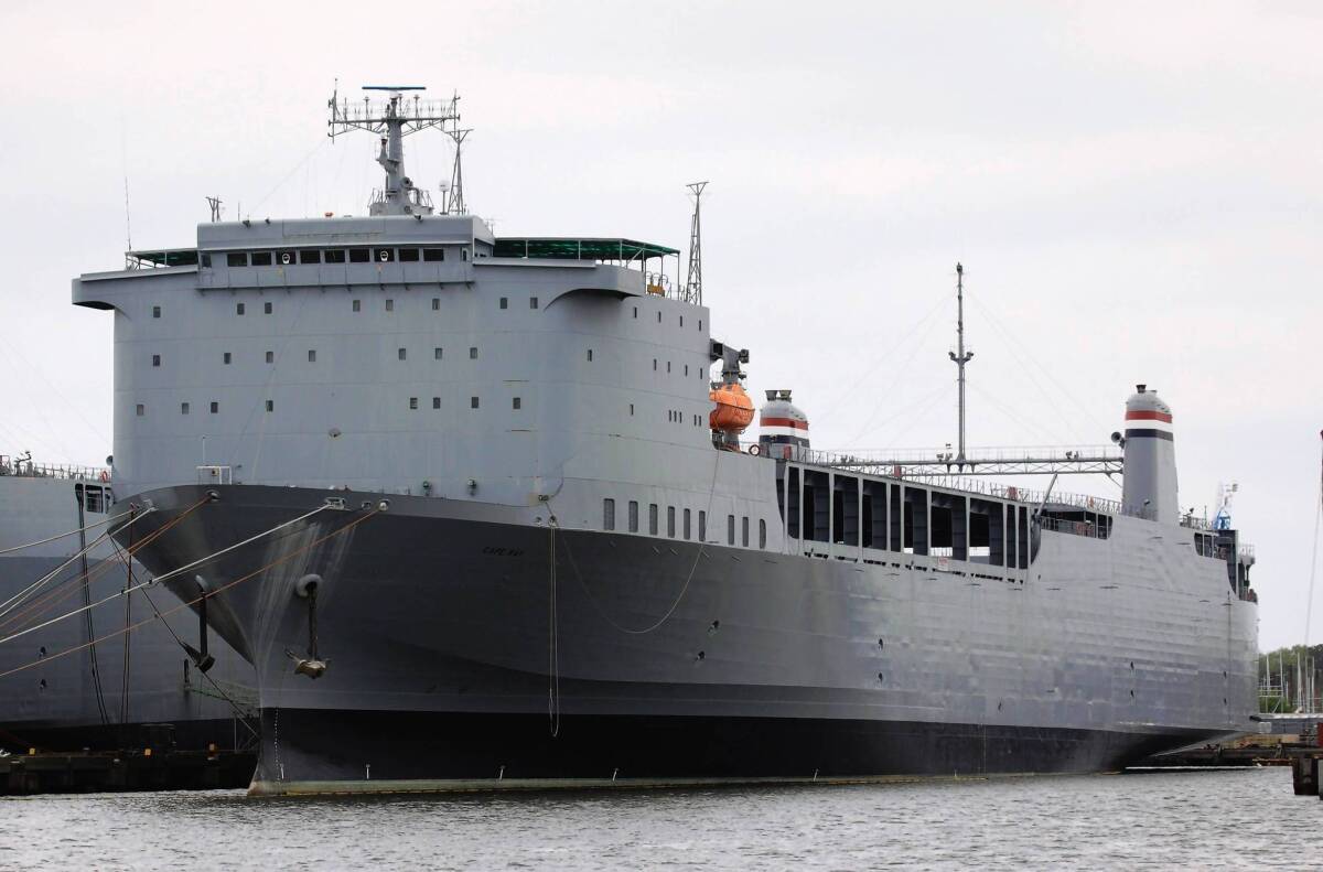 The U.S. cargo ship Cape Ray in Portsmouth, Va. Destroying Syrian chemical weapons agents at sea was chosen as a last resort when no country agreed to do it on land.