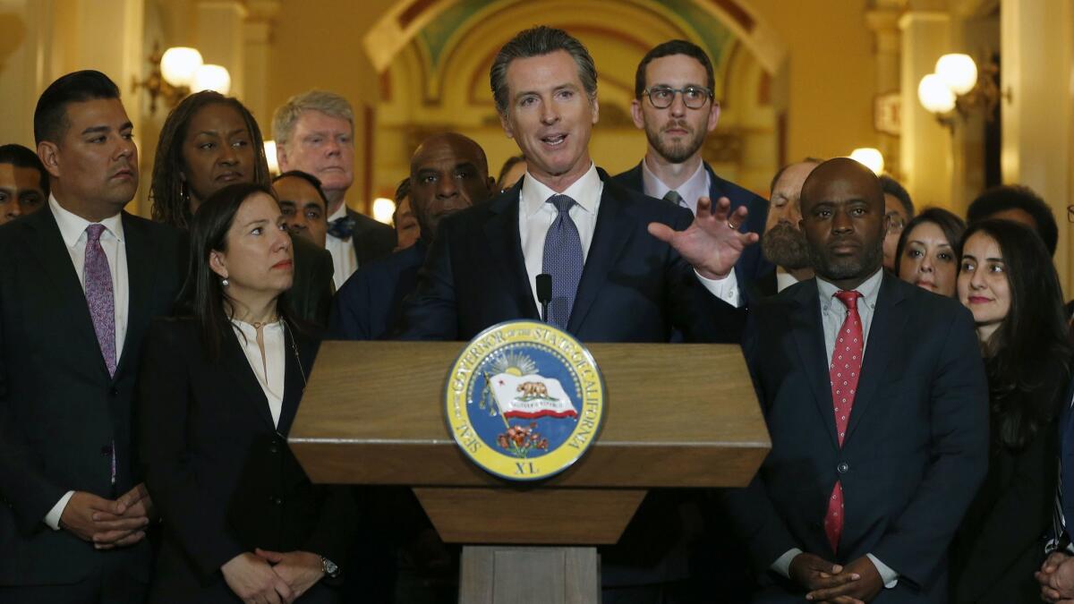 In this March 13, 2019 photo California Gov. Gavin Newsom discusses his decision to place a moratorium on the death penalty during a news conference at the Capitol in Sacramento. This week a Burbank man writes to express his opinion on the governor's decision.